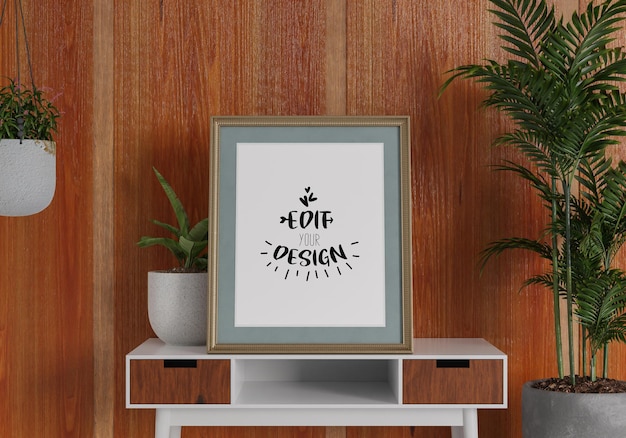 Poster Frame in soggiorno Psd Mockup