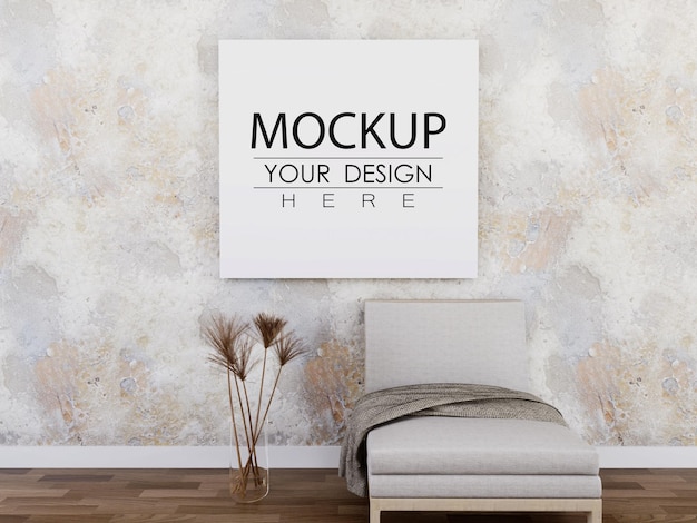 Poster Frame Mockup an der Wand mit Pflanze