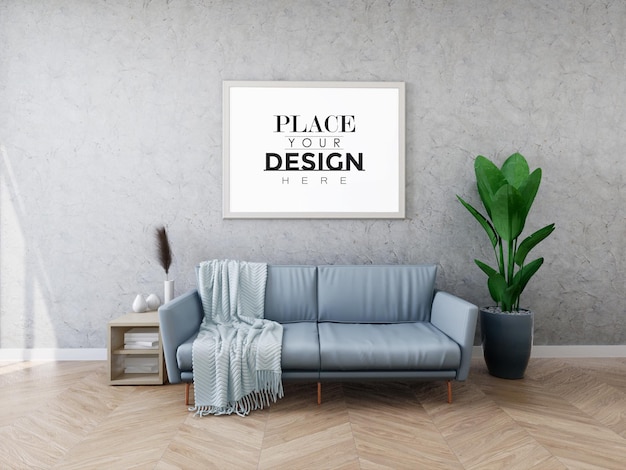 Poster Frame Mockup an der Wand mit Pflanze