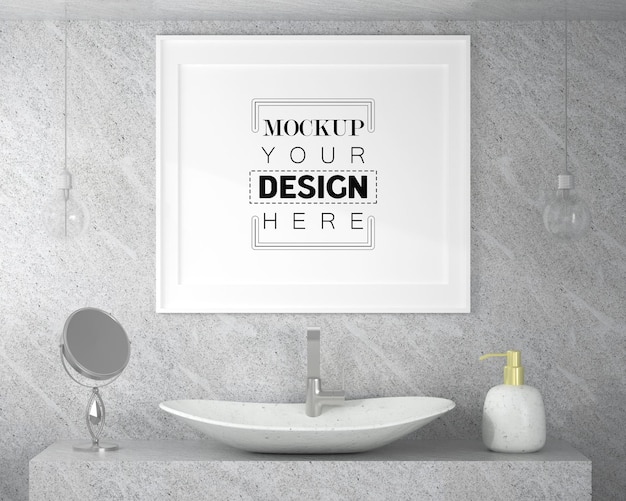 Poster frame mockup auf badezimmer interieur