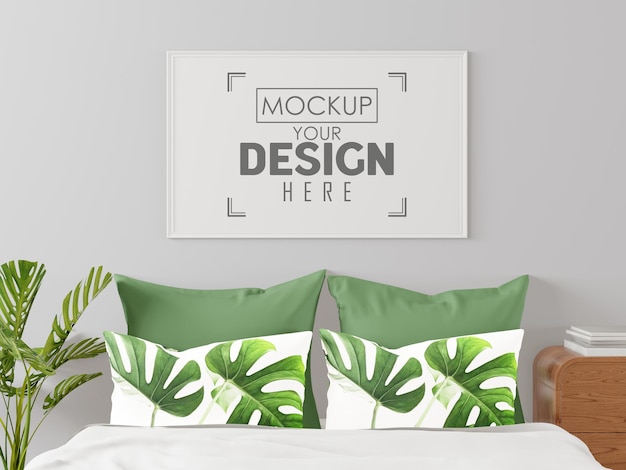 Poster frame mockup interieur in einem schlafzimmer