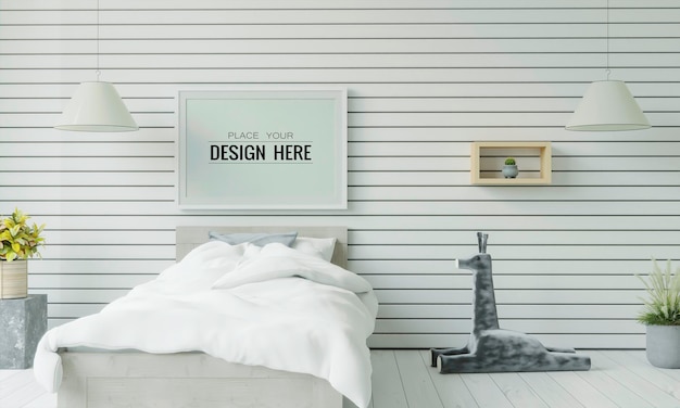 Poster Frame Mockup Interieur in einem Schlafzimmer