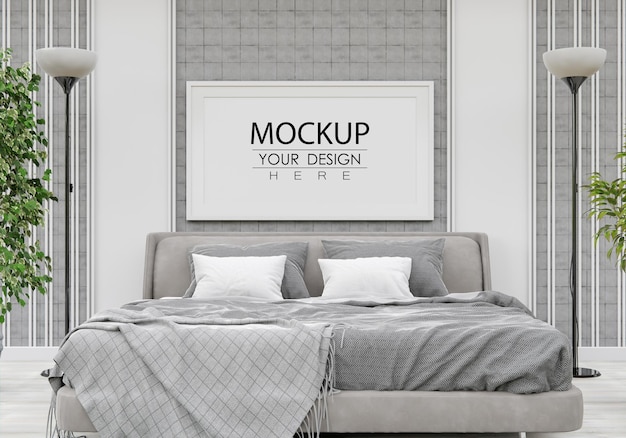 Poster Frame Mockup Interieur in einem Schlafzimmer