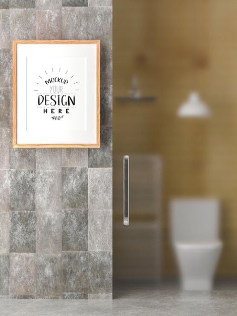 PSD poster frame mockup interior en un baño