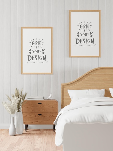 Poster Frame Mockup interni in una camera da letto