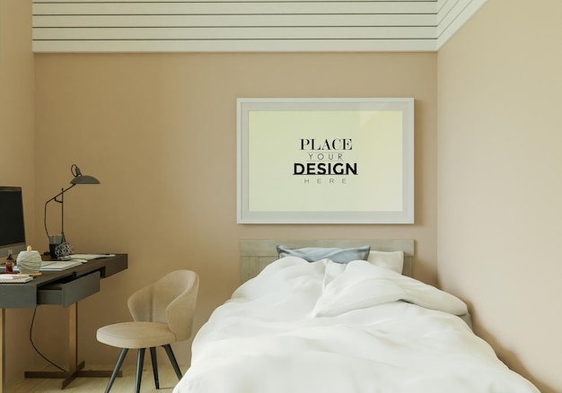 Poster Frame Mockup interni in una camera da letto