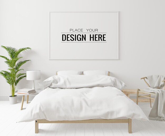 Poster Frame Mockup interni in una camera da letto