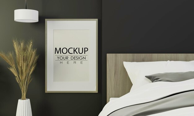 Poster Frame Mockup interni in una camera da letto