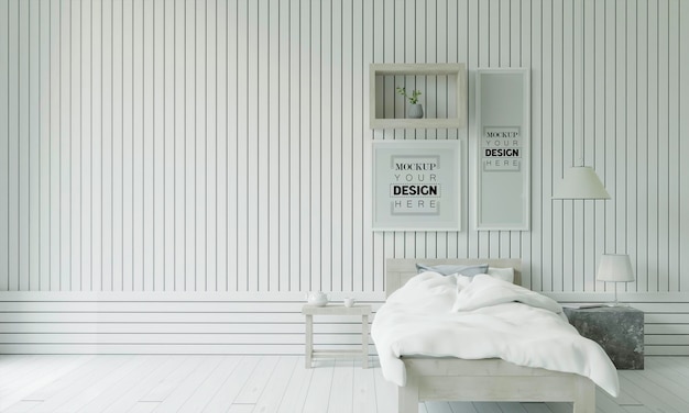 Poster Frame Mockup interni in una camera da letto