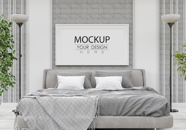 Poster Frame Mockup interni in una camera da letto