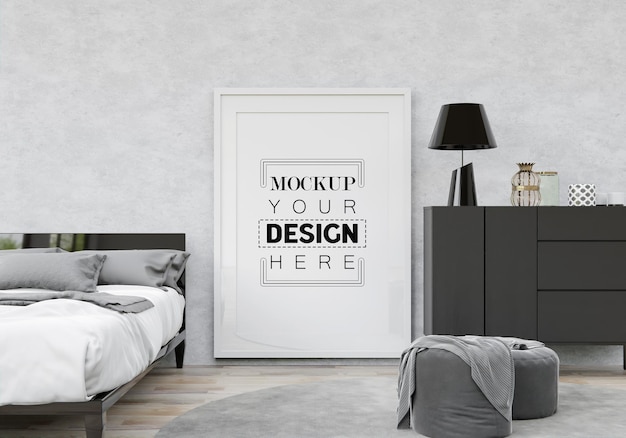 Poster Frame Mockup interni in una camera da letto