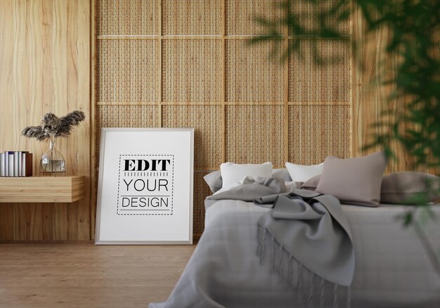 Poster Frame Mockup interni in una camera da letto