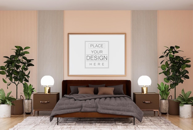 Poster Frame Mockup interni in una camera da letto