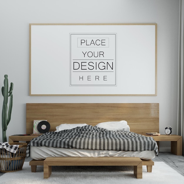 Poster Frame Mockup interno in una camera da letto