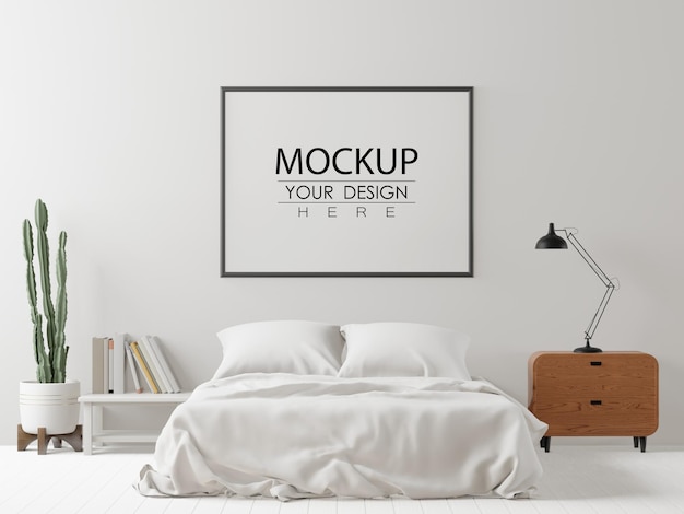 Poster Frame Mockup interno in una camera da letto