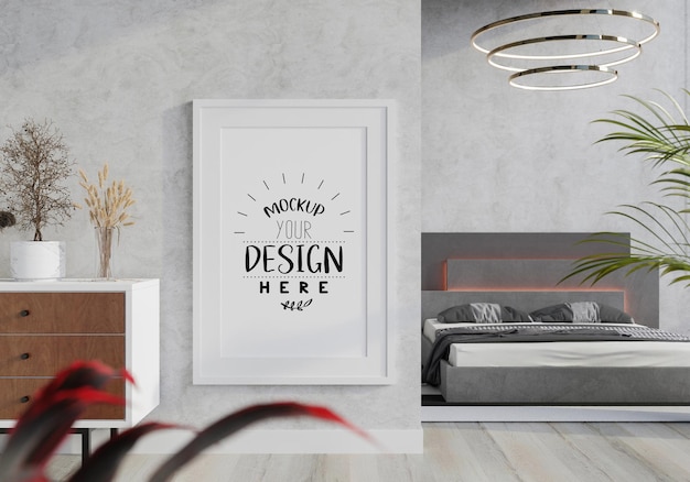 Poster Frame Mockup interno in una camera da letto