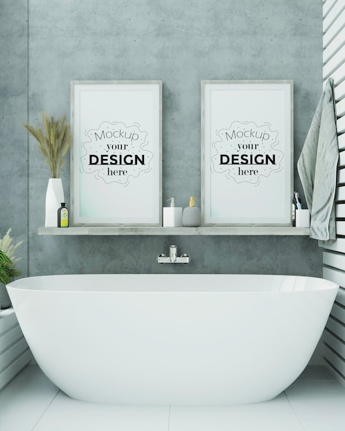 Poster Frame Mockup su bagno interno
