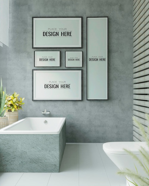 Poster Frame Mockup su bagno interno