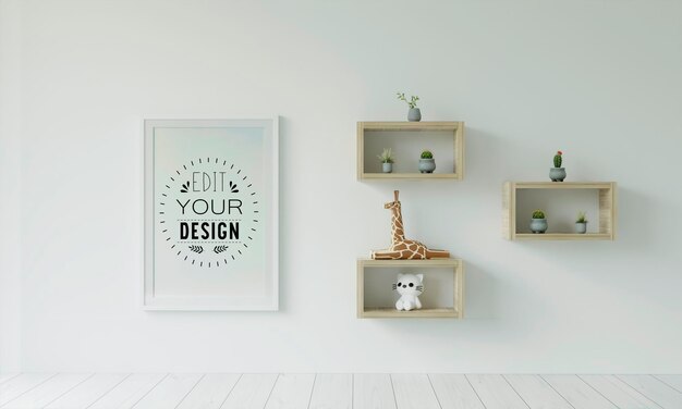 Poster Frame Mockup sul muro con pianta