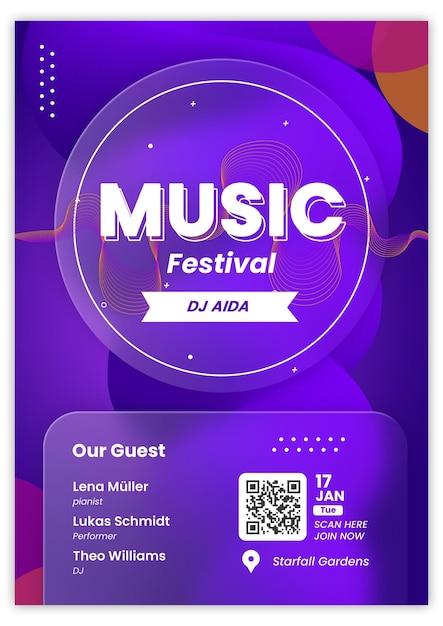 Poster für Musikfestivals in den sozialen Medien
