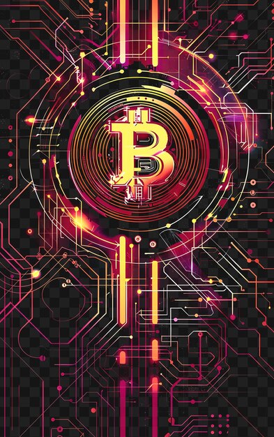 Poster Futuriste 2d Psd Avec Bitcoin Et Carte De Circuit Décoratif Collage Poster Crypto Banner Art