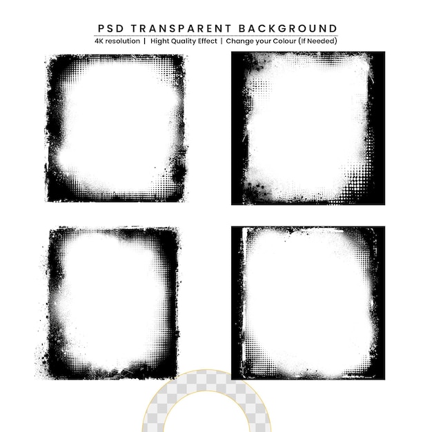 Un póster de grunge negro sobre un fondo transparente
