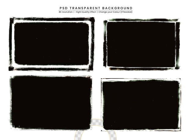 PSD un póster de grunge negro sobre un fondo transparente