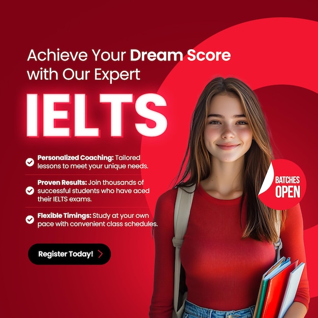 El póster de IELTS en las redes sociales