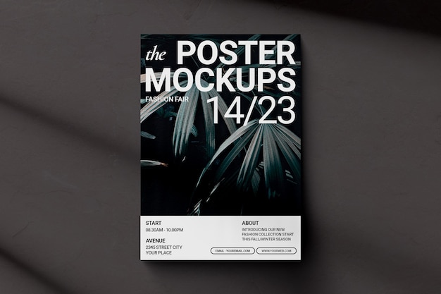 PSD poster im dunklen mockup