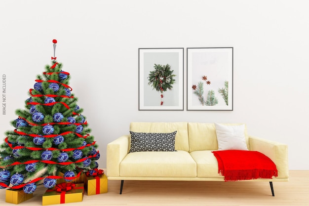 Poster interno mock up con albero di natale