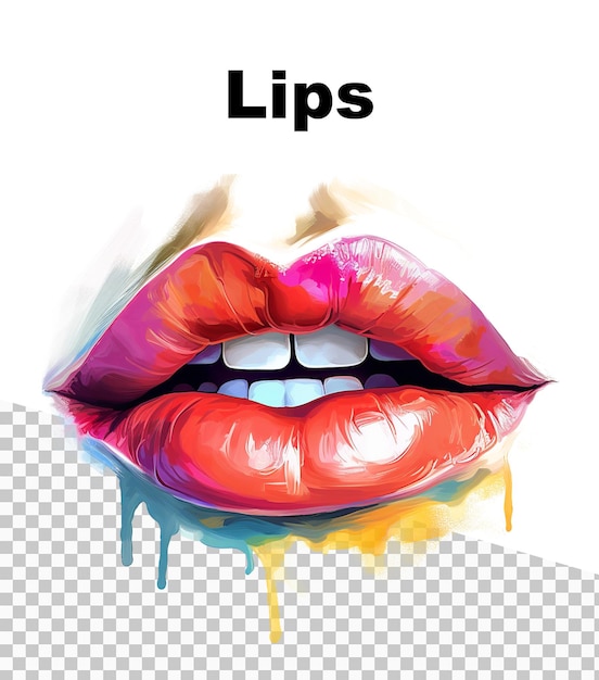 PSD un póster de labios con la palabra labios.