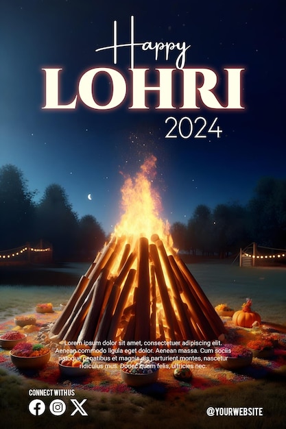 Un póster de Lohri con un hermoso fondo