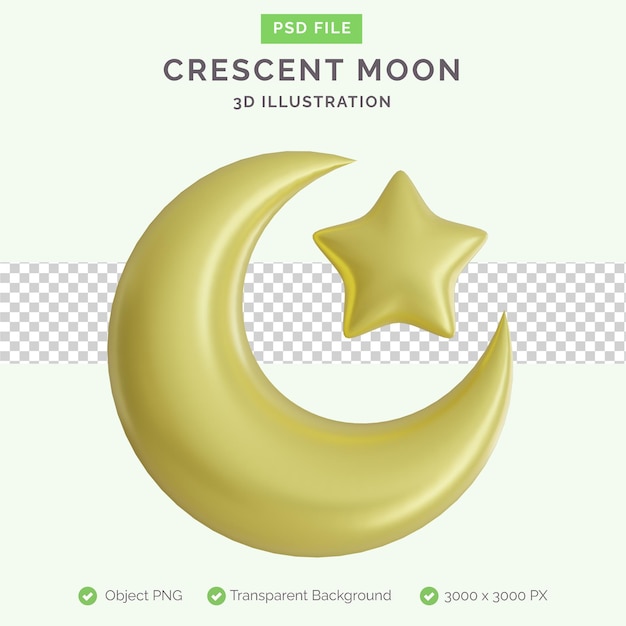 PSD un póster de luna creciente con una estrella