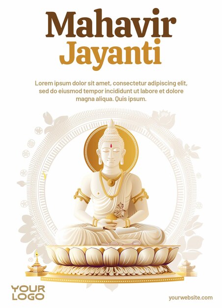 PSD poster de mahavir jayanti sur un fond blanc