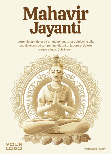 Poster de mahavir jayanti con fondo beige