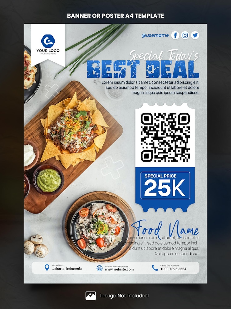 PSD póster de menú especial de comida y bebida a4 o plantilla de banner