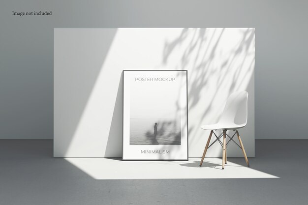 Póster minimalista y maqueta de marco de fotos con sombra