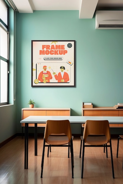Poster-Mockup an der Wand des Klassenzimmers