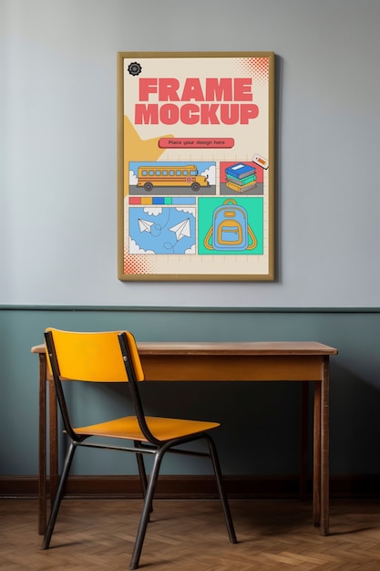 Poster-Mockup an der Wand des Klassenzimmers