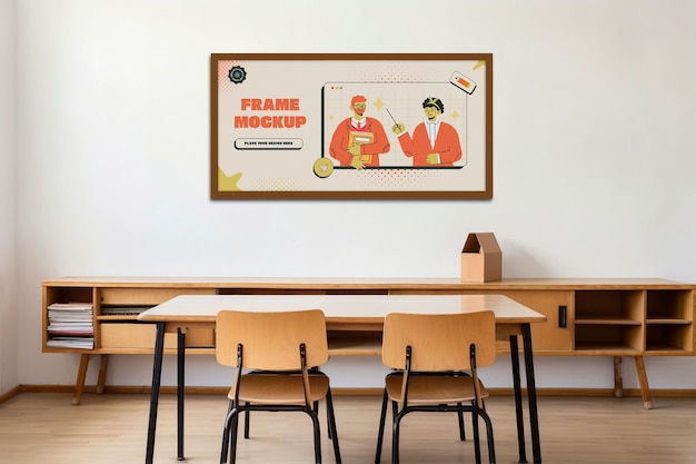 PSD poster-mockup an der wand des klassenzimmers