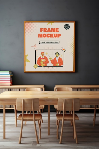 PSD poster-mockup an der wand des klassenzimmers