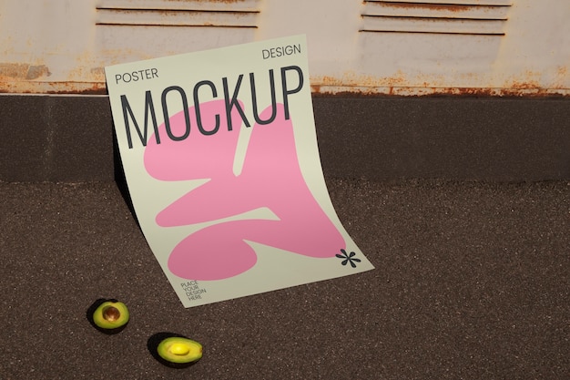 Poster-Mockup auf dem Boden mit mexikanischem Essen