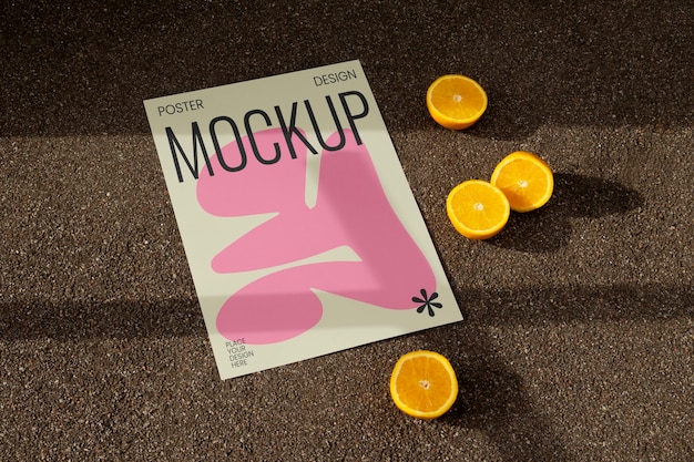 Poster-Mockup auf dem Boden mit mexikanischem Essen