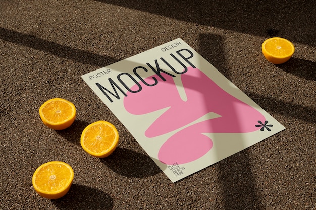 Poster-Mockup auf dem Boden mit mexikanischem Essen