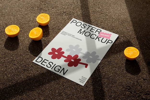 Poster-Mockup auf dem Boden mit mexikanischem Essen