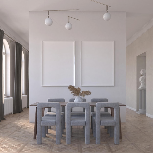 poster mockup frame in modern dinning room