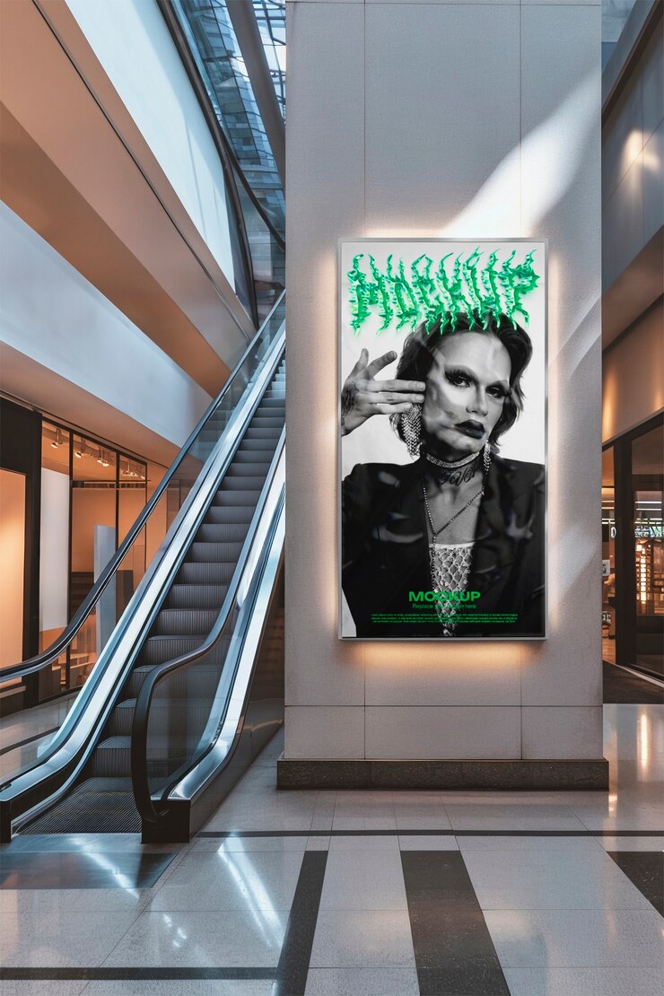 Poster-Mockup für Rolltreppen