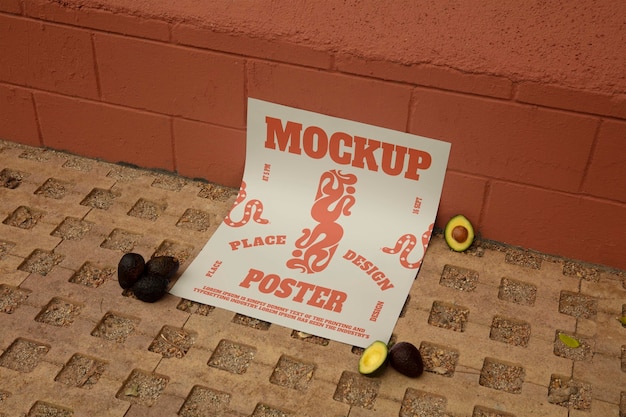 Poster-Mockup in der Nähe von mexikanischem Essen