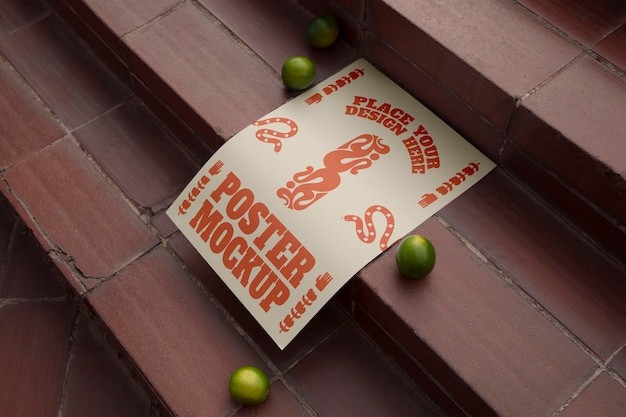 Poster-Mockup in der Nähe von mexikanischem Essen