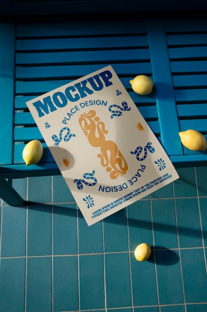 Poster-Mockup in der Nähe von mexikanischem Essen